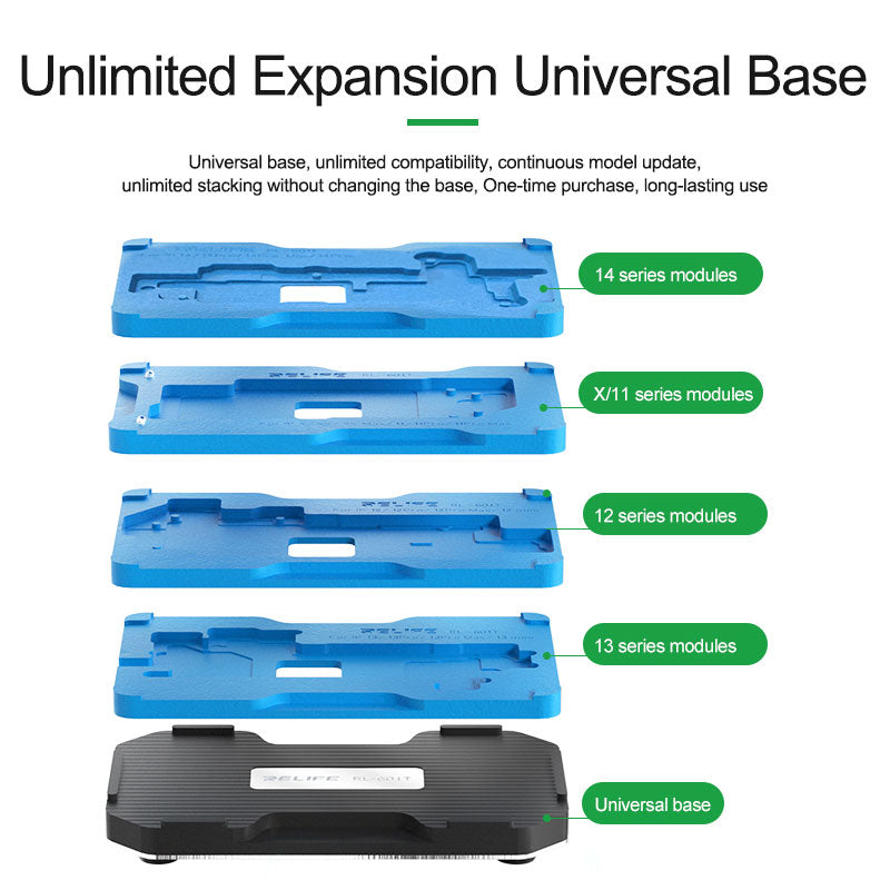 Relife RL-601T 18-in-1 Mid-Layer Tin Planting Platform Fixture Set for iPhone X-14 Pro Max Multifunctional Phone Repair Tools