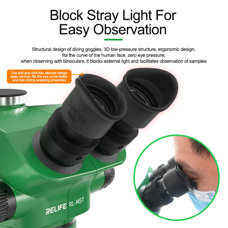 Relife M-26 2Pcs Microscope Soft Silicone Eyepiece Cover Guards Strong Shading Eyecup