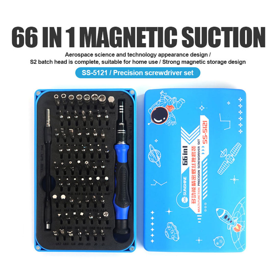 Uniqkart SS-5121 66-in-1 Precision Screwdriver Set 64 Bits Magnetic Driver Kit Professional Electronics Repair Tool