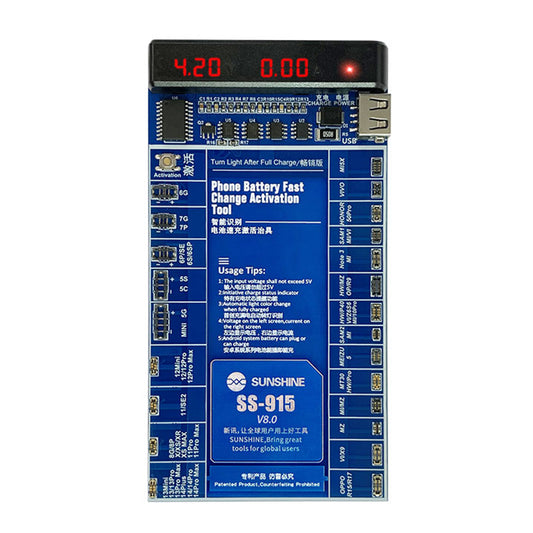 Uniqkart SS-915 V8.0 Battery Quick Charging Activation Board Universal Phone Repair Battery Activation Plate Test Fixture for Apple / Android