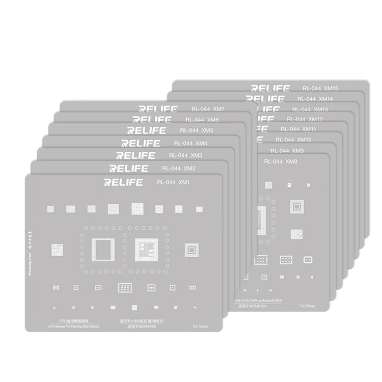 Relife RL-044 MI Series V2.0 For Xiaomi Mobile Phone 15Pcs / Set CPU Integrated Steel Stencil Protection Integrated Tin Planting Steel Mesh Kit