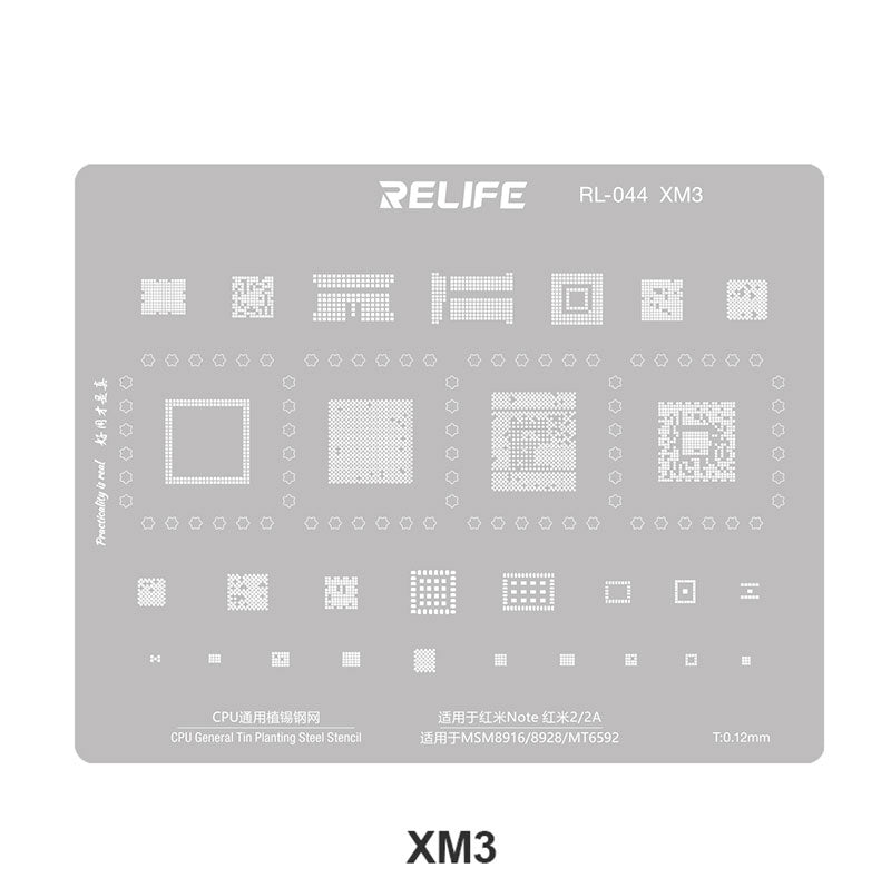 Relife RL-044 MI Series V2.0 For Xiaomi Mobile Phone 15Pcs / Set CPU Integrated Steel Stencil Protection Integrated Tin Planting Steel Mesh Kit