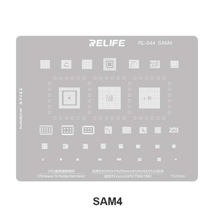 Relife RL-044 SAM Series V2.0 For Samsung Mobile Phone 15Pcs / Set CPU Integrated Steel Stencil Integrated Tin Planting Steel Mesh Stencil Kit