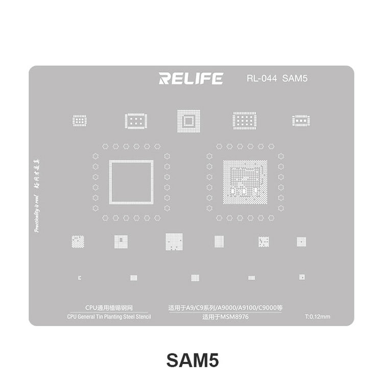 Relife RL-044 SAM Series V2.0 For Samsung Mobile Phone 15Pcs / Set CPU Integrated Steel Stencil Integrated Tin Planting Steel Mesh Stencil Kit