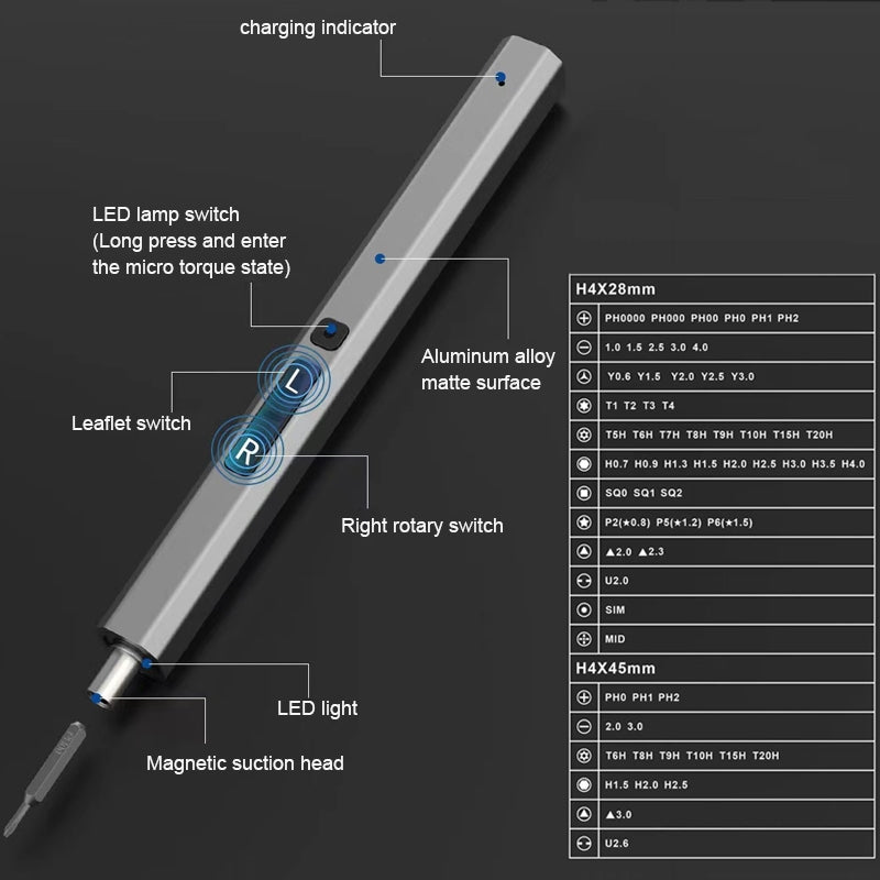 66-in-1 Electric Screwdriver Set with LED Light 64-Bits Screw Driver Repair Tool Kit for Watches, Cameras, Drones