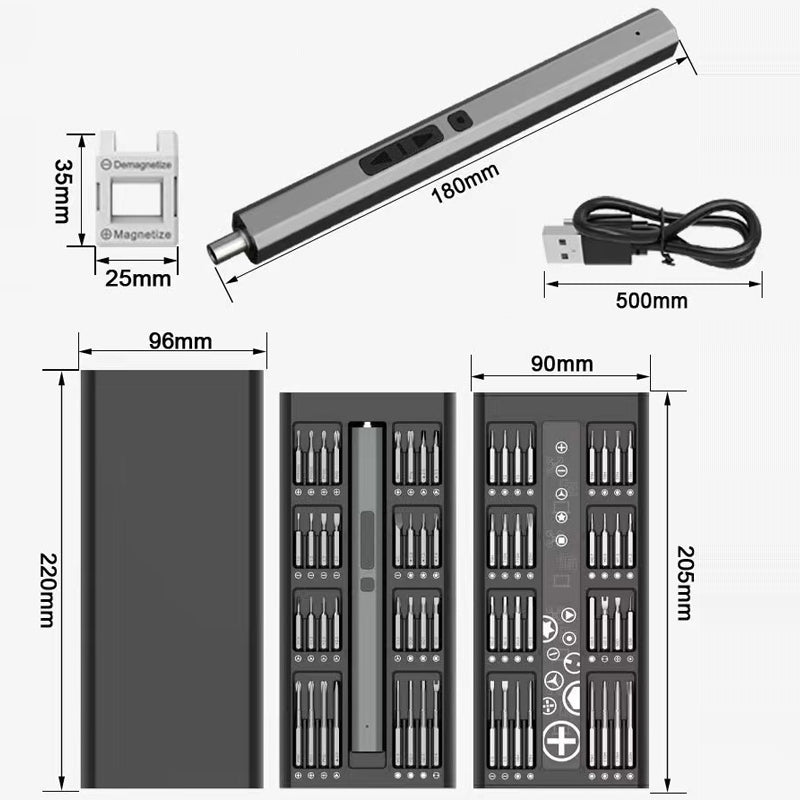 66-in-1 Electric Screwdriver Set with LED Light 64-Bits Screw Driver Repair Tool Kit for Watches, Cameras, Drones