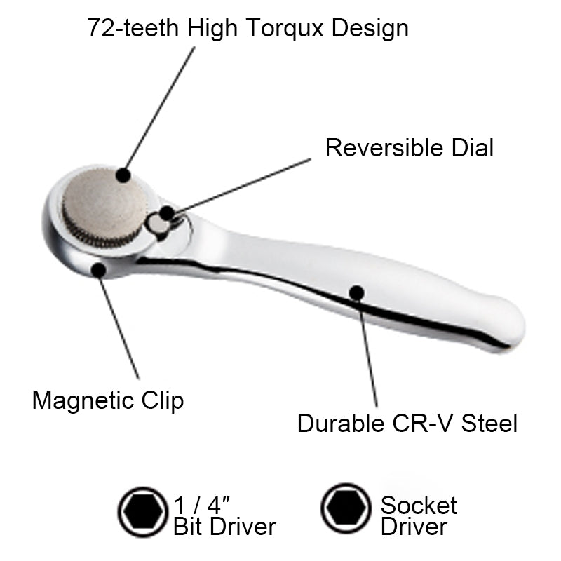 28Pcs Mini Mechanic Tool Kits Portable Ratchet Wrench Set with 72 Teeth Reversible Ratchet (Metric)