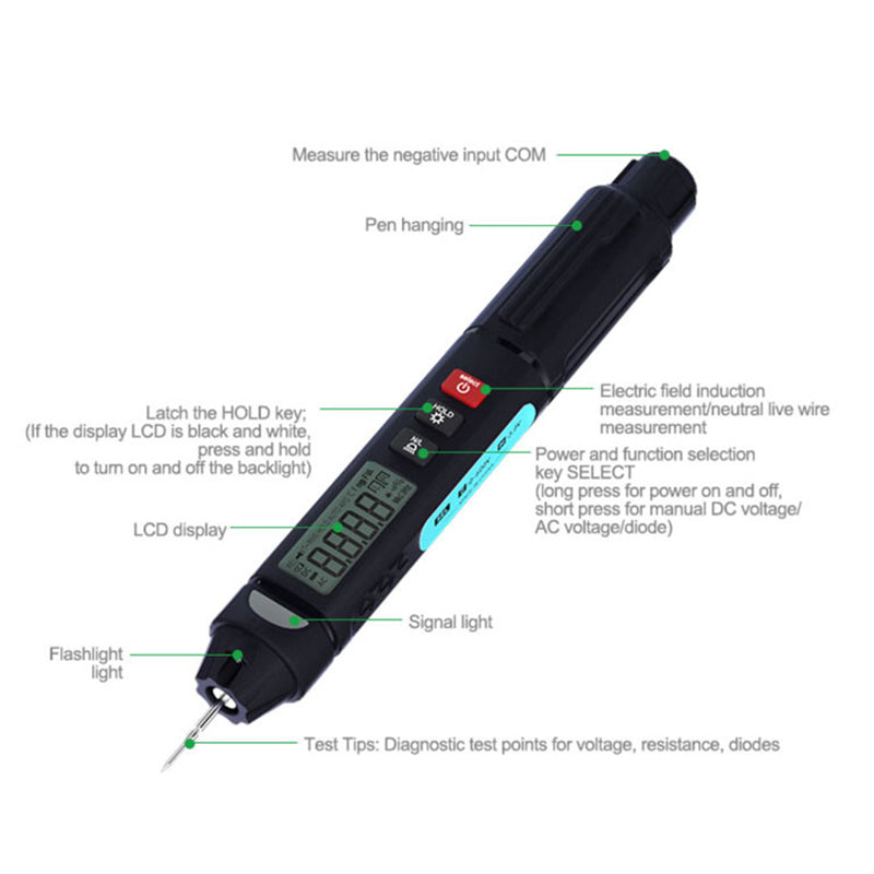 RELIFE DT-02 Smart Pen-Type Multimeter Mobile Phone Maintenance Tester with Flashlight