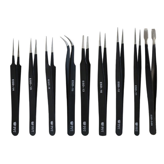Best 9Pcs Precision Tweezers Set Anti-Slip Metal Tweezers Kit Multi-Standard Tweezers for Lab, Electronics, Jewelry