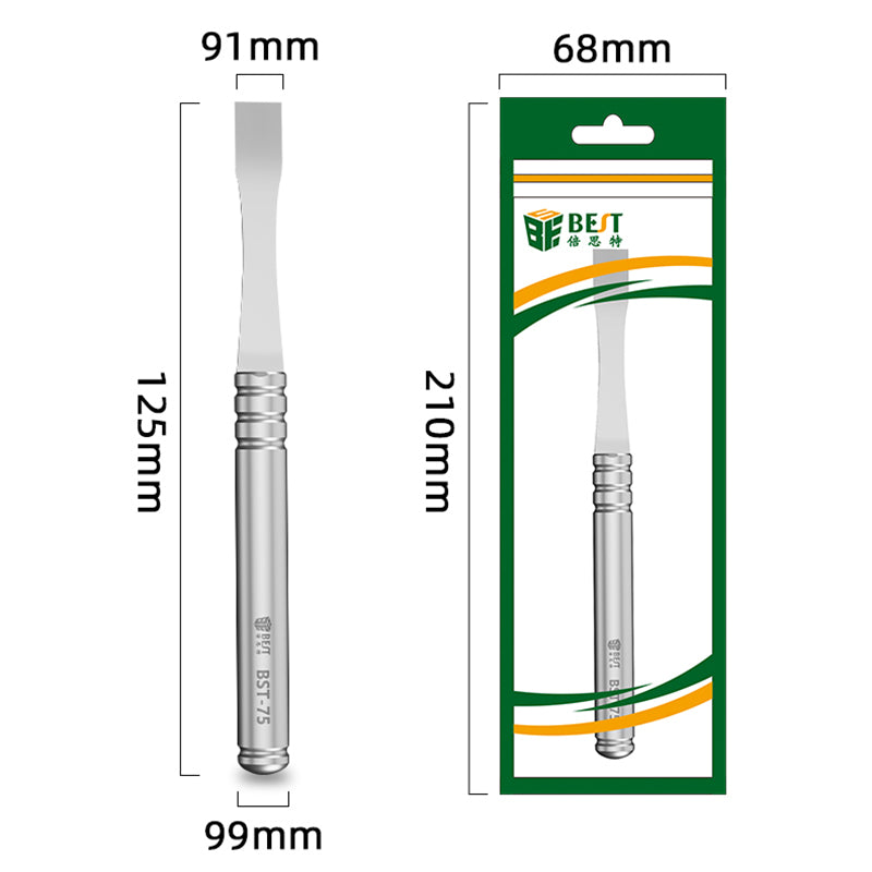 Uniqkart BST-75 Stainless Steel Round Handle Tin Scraper Pry Bar Phone Tablet Repair Tool