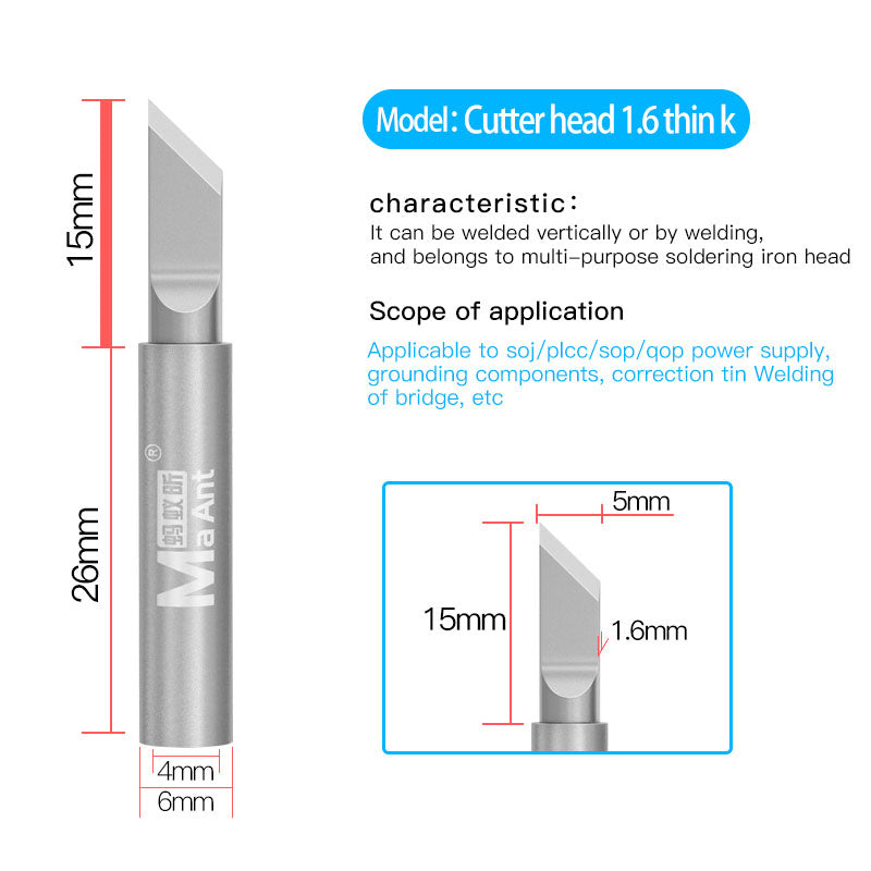ANT936A Lead-Free Soldering Iron Tip Solder Iron Tips 937A Soldering Station Thermostatic Tip - Cutter 1.6K Thin