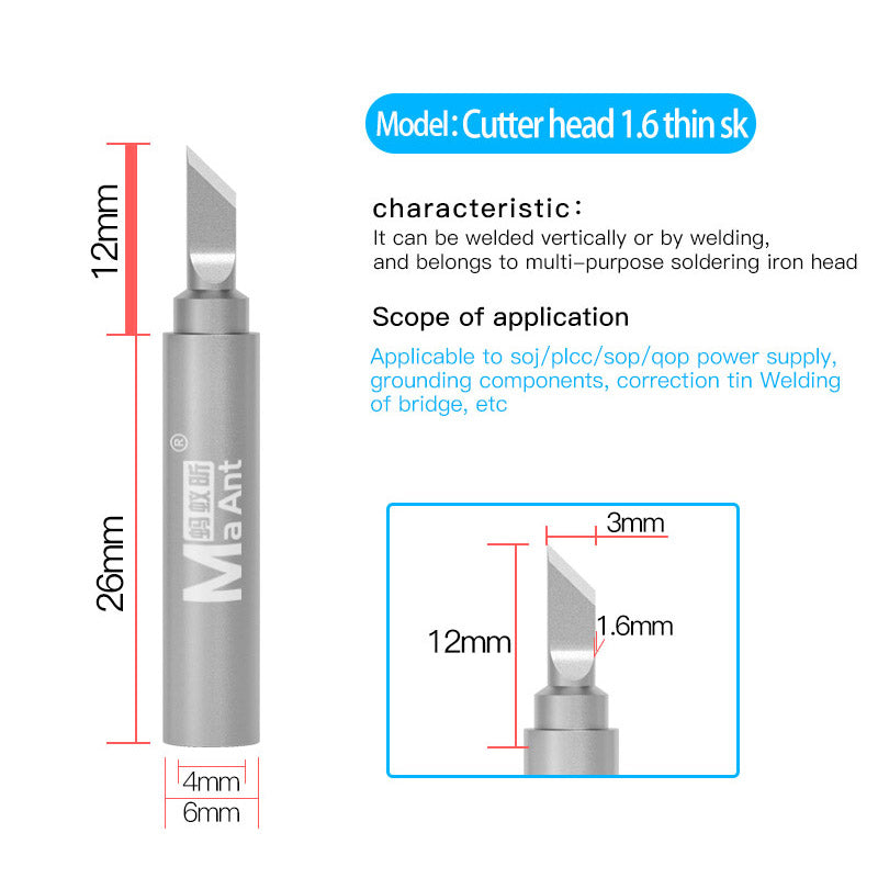 ANT936A Lead-Free Soldering Iron Tip Solder Iron Tips 937A Soldering Station Thermostatic Tip - Cutter 1.6 Thin SK