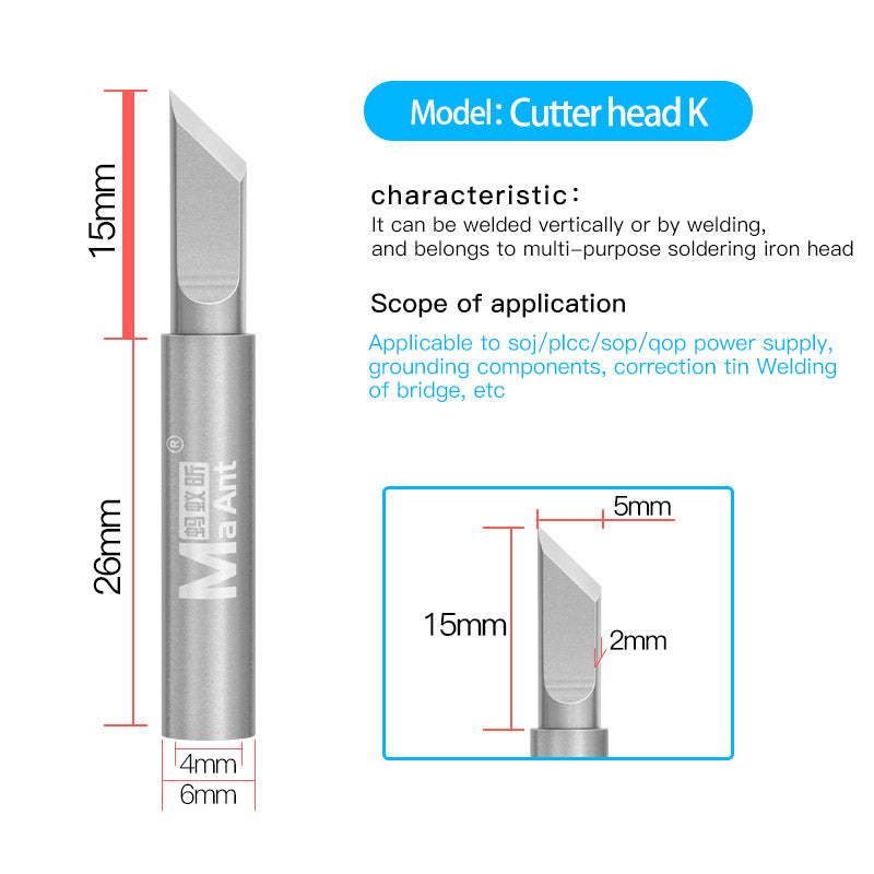 ANT936A Lead-Free Soldering Iron Tip Solder Iron Tips 937A Soldering Station Thermostatic Tip - Cutter K