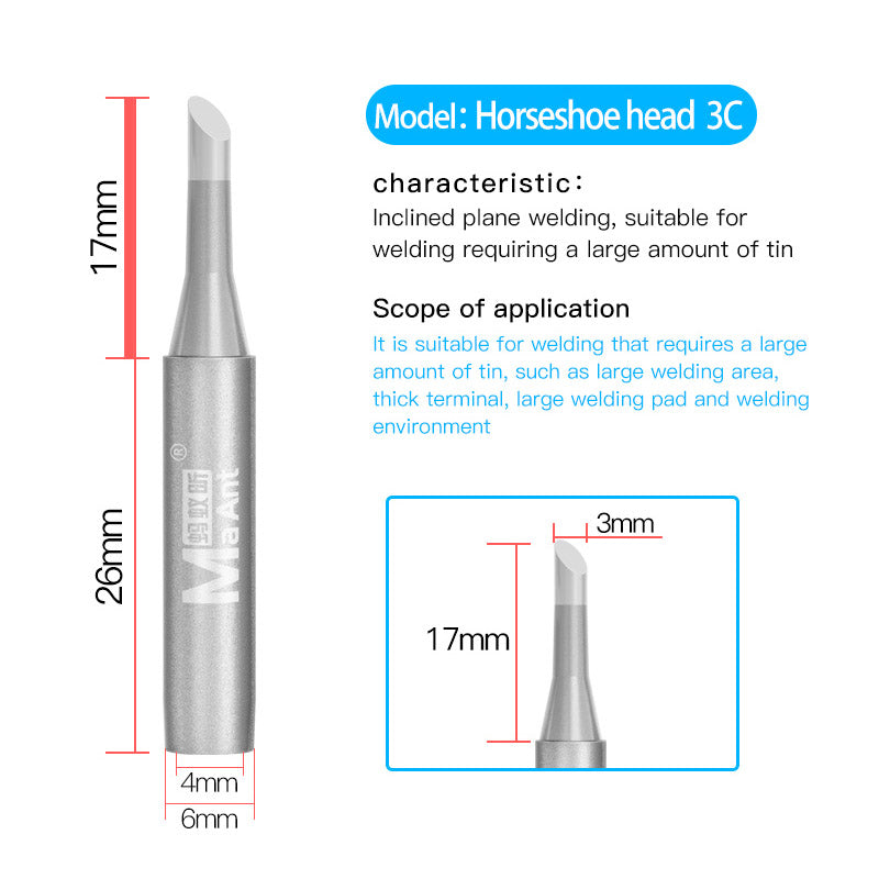 ANT936A Lead-Free Soldering Iron Tip Solder Iron Tips 937A Soldering Station Thermostatic Tip - Horseshoe 3C