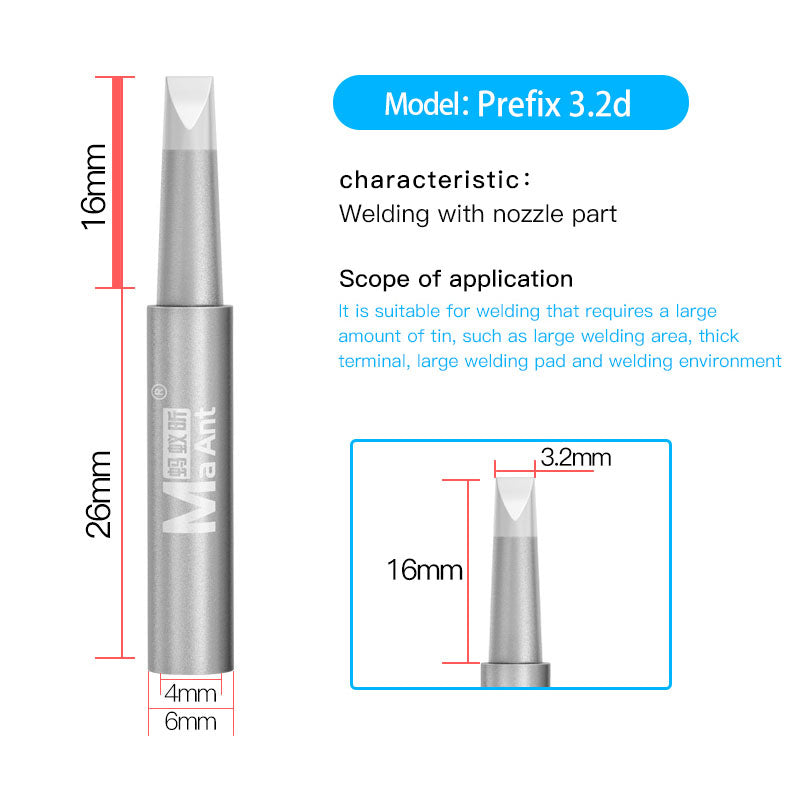 ANT936A Lead-Free Soldering Iron Tip Solder Iron Tips 937A Soldering Station Thermostatic Tip - Flat 3.2D