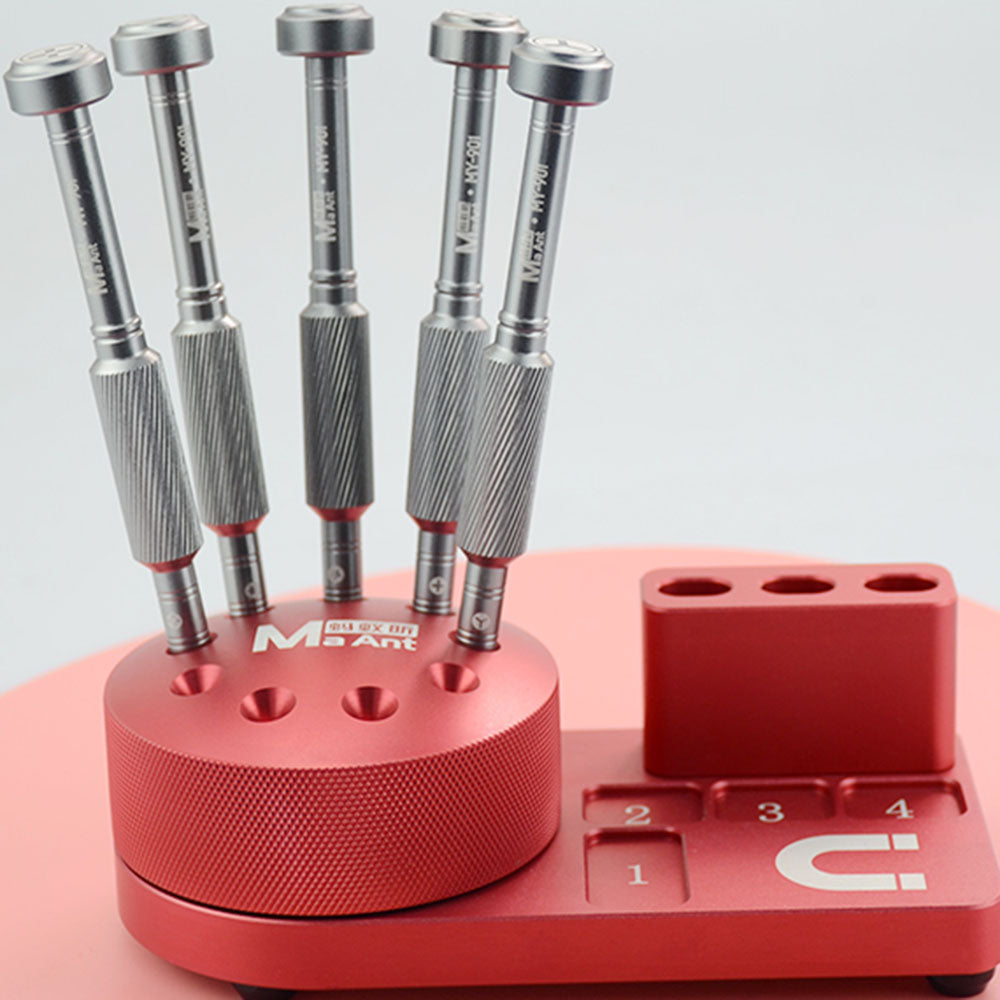 Screwdriver Tweezers Screws Storage Rack Rotating Design Aluminum Screwdriver Holder Base - Red