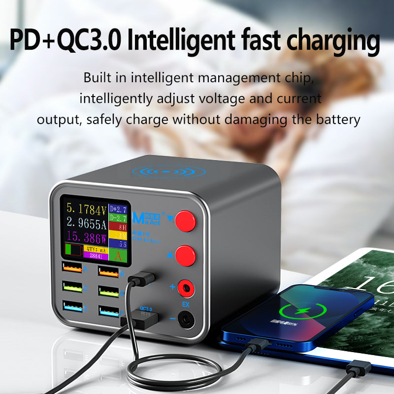 MA ANT For Apple Android Phone Current Detection PD QC3.0 Fast Charging Station Wireless Charger - EU Plug