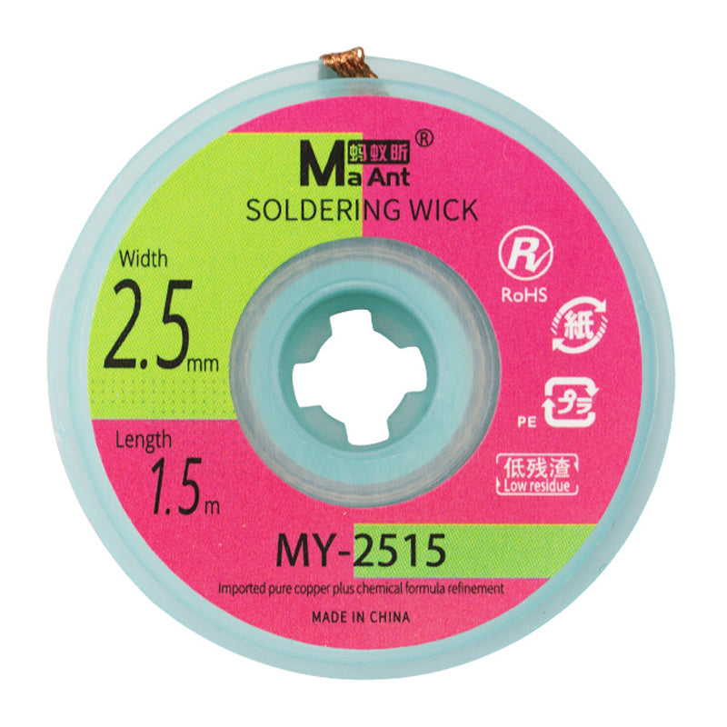 MA ANT Desoldering Braid BGA Soldering Suction Wire No-Clean Desoldering Wire Solder Wick Remover - MY-2515