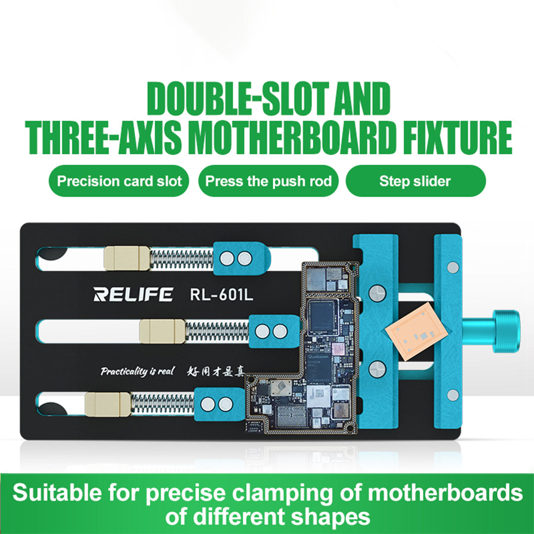 Relife RL-601F Universal Fixture Double-slot Three-axis PCB Removal Mainboard Welding IC Repair Clamping Tool