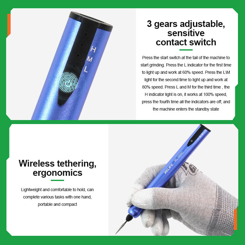 Relife RL-068C Electric Grinding Pen Intelligent Engraving Pen for Mobile Phone CPU IC Rust Remover Glue Tools