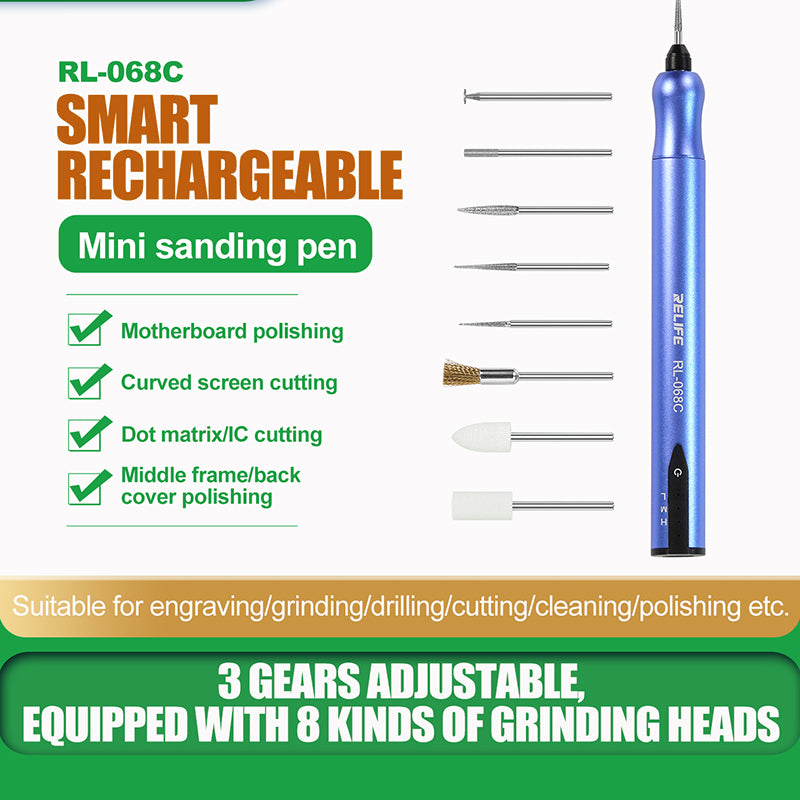 Relife RL-068C Electric Grinding Pen Intelligent Engraving Pen for Mobile Phone CPU IC Rust Remover Glue Tools