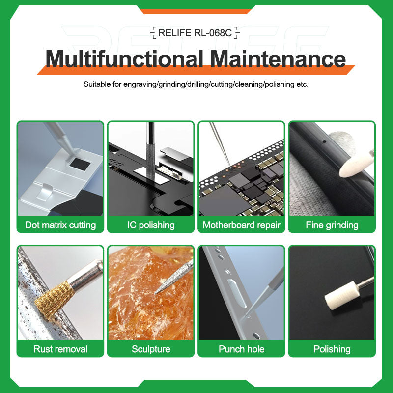 Relife RL-068C Electric Grinding Pen Intelligent Engraving Pen for Mobile Phone CPU IC Rust Remover Glue Tools