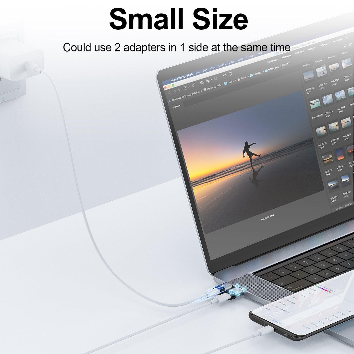 Magnetic Suction Type-C Adapter USB 3.1 10Gbps Data Transfer Laptop Phone 5A Fast Charging Plug with LED Indicator