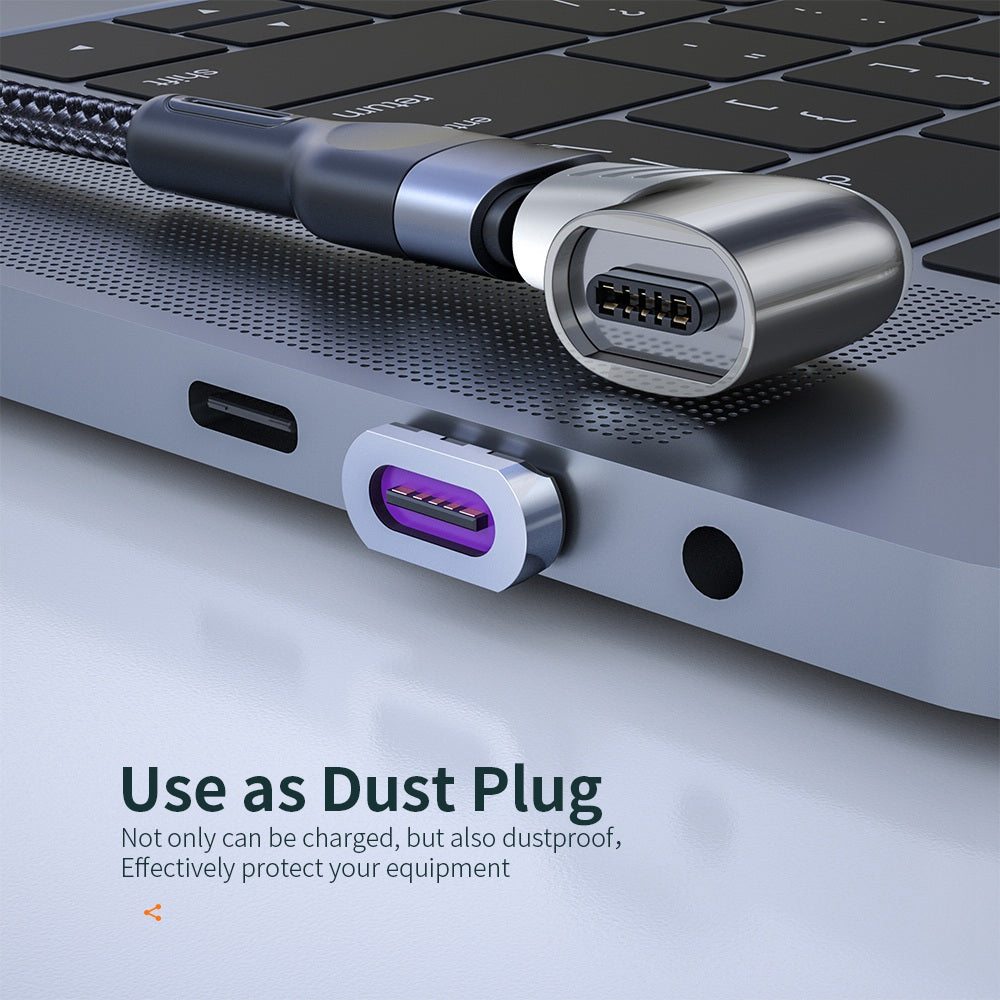 5A 100W Magnetic Suction Type-C Elbow Adapter Laptop Phone Fast Charging Converter Plug - White