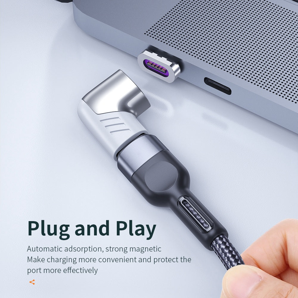 5A 100W Magnetic Suction Type-C Elbow Adapter Laptop Phone Fast Charging Converter Plug - White