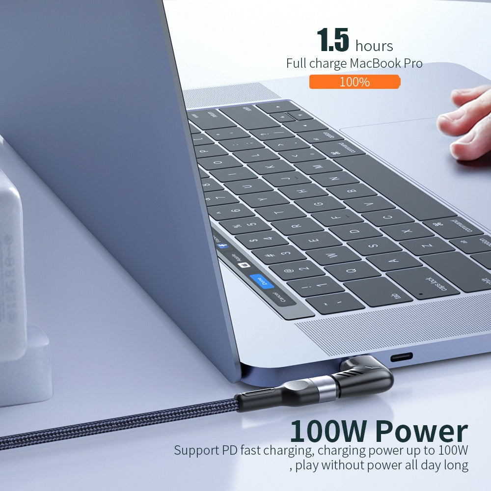 5A 100W Magnetic Suction Type-C Elbow Adapter Laptop Phone Fast Charging Converter Plug - Black