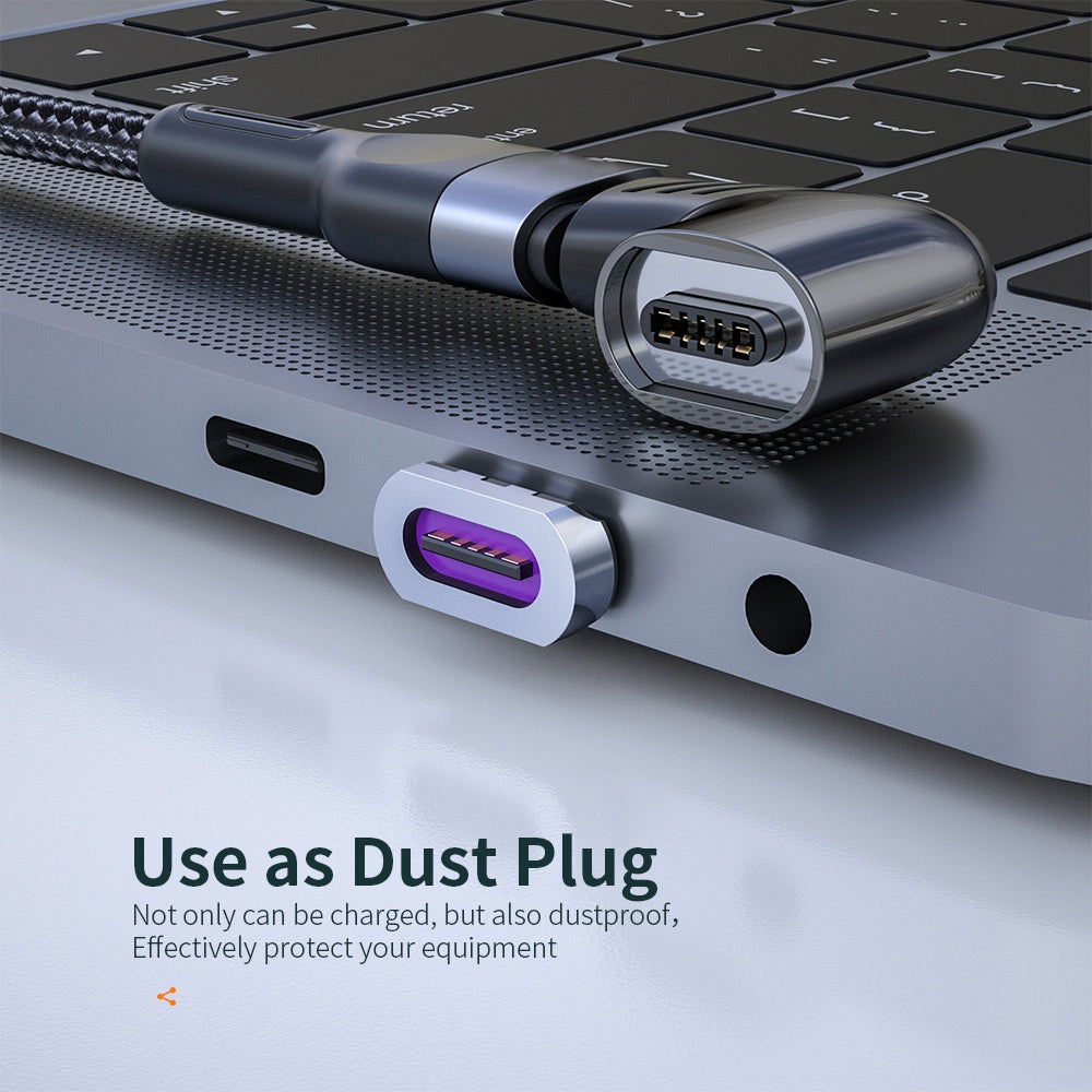 5A 100W Magnetic Suction Type-C Elbow Adapter Laptop Phone Fast Charging Converter Plug - Black