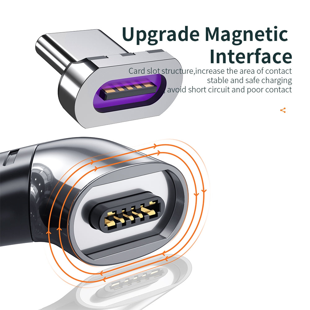 5A 100W Magnetic Suction Type-C Elbow Adapter Laptop Phone Fast Charging Converter Plug - Black
