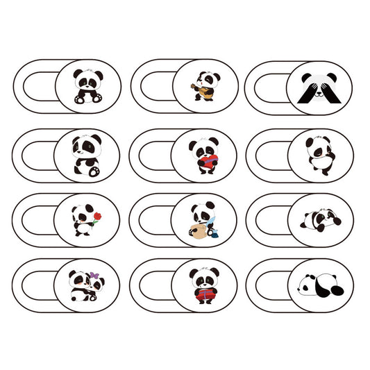 12Pcs / Set Cartoon Panda Pattern Laptop Tablet Phone Camera Privacy Protection Slider Cover Webcam Adhesive Cover