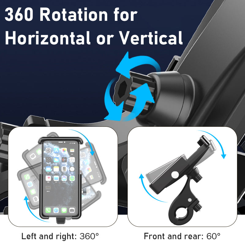 QX-21 360 Degrees Rotatable Bike Motorcycle Handlebar Mount Phone Holder Shockproof Bicycle Cellphone GPS Mount Bracket
