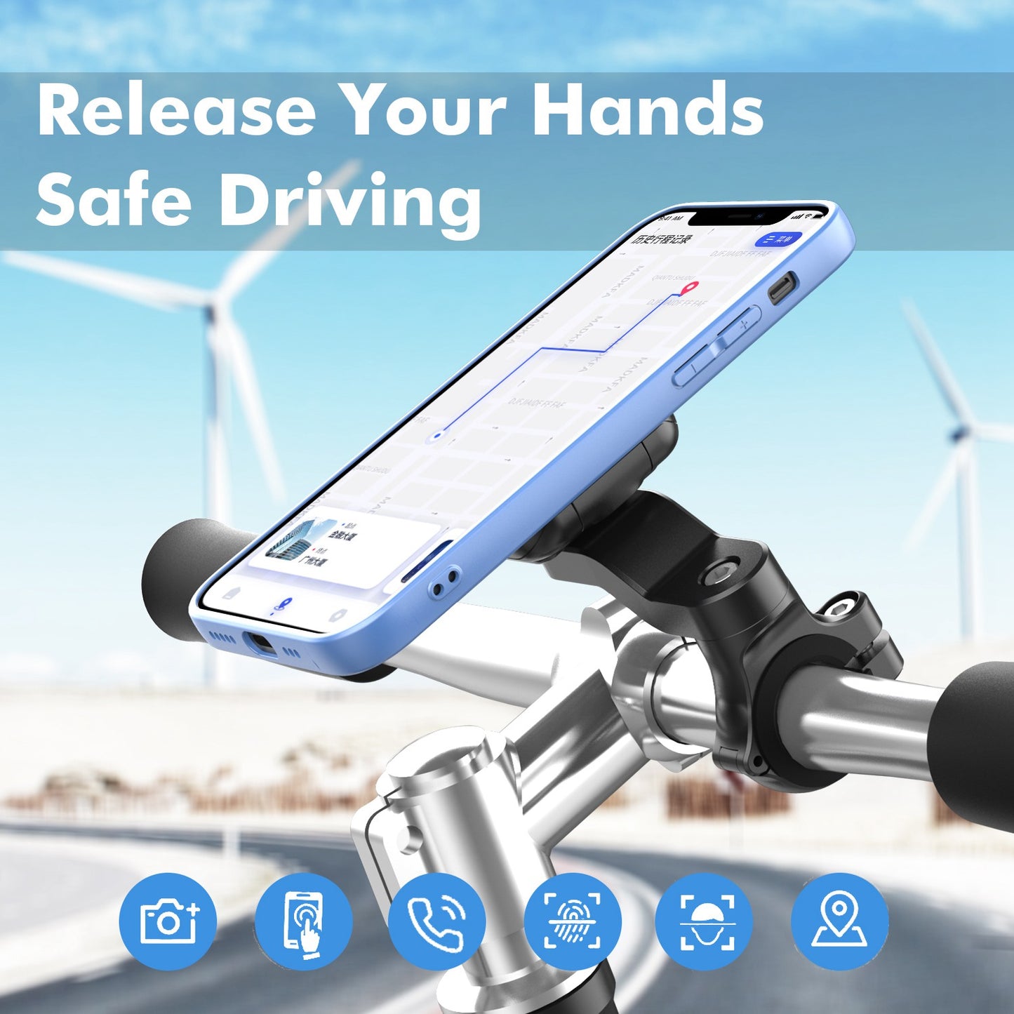 HL-148A Motorcycle Handlebar Phone Holder Universal Magnetic Bicycle Cell Phones Bracket for Convenient GPS