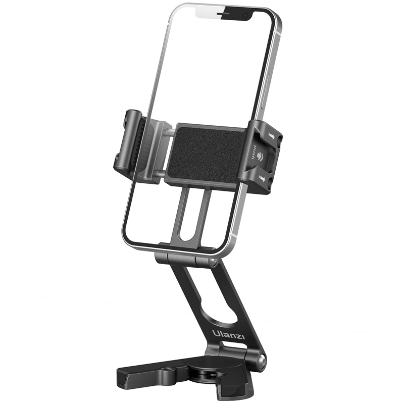ULANZI 3042 HP004 Metal Foldable Smartphone Holder Mount for Tripod 360 Degree Rotatable with Cold Shoe 1 / 4inch Screw