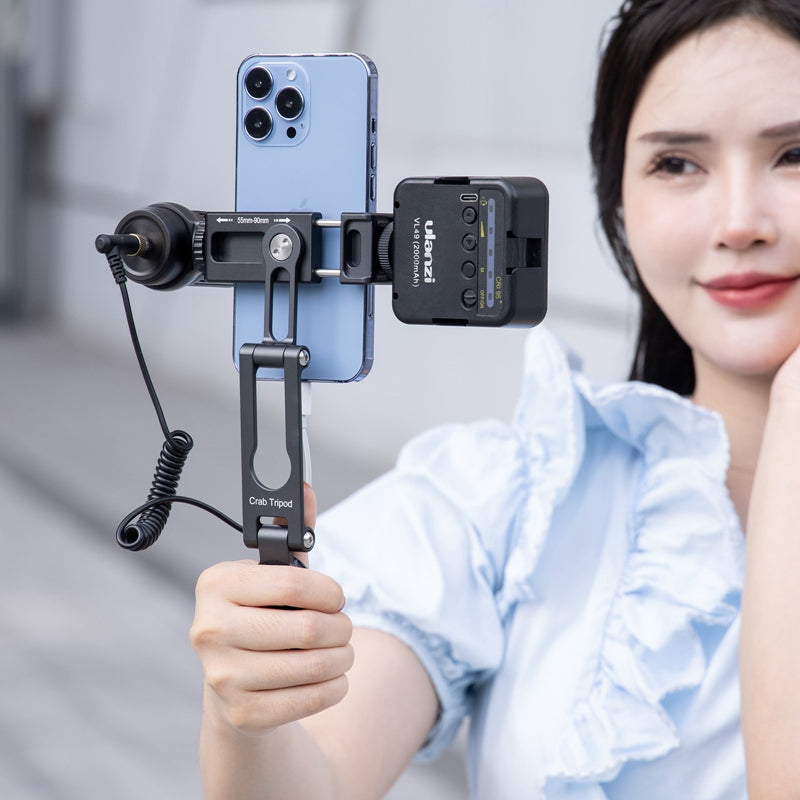 ULANZI 3042 HP004 Metal Foldable Smartphone Holder Mount for Tripod 360 Degree Rotatable with Cold Shoe 1 / 4inch Screw
