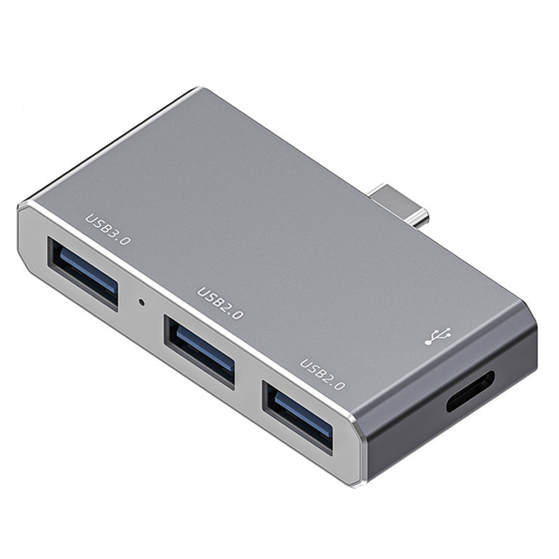 Type-C to USB3.0 2.0 Expansion Dock 5Gbps High Speed USB-C Four-in-one Hub - Grey