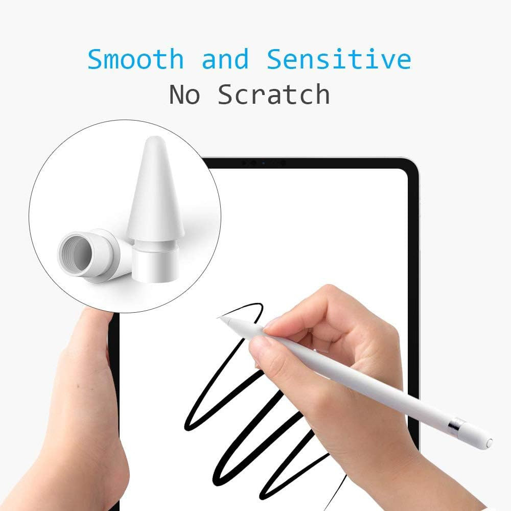 Smooth Writing Capacitive Stylus Tip for Apple Pencil 1st / 2nd Gen Replacement Sensitive Pencil Nibs - Black