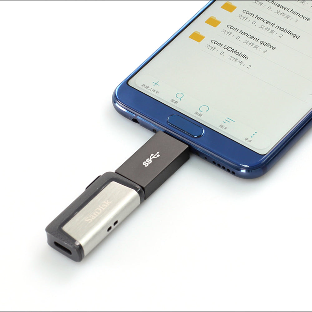 Portable USB-C Male to USB-A Female OTG Connector Adapter - Grey