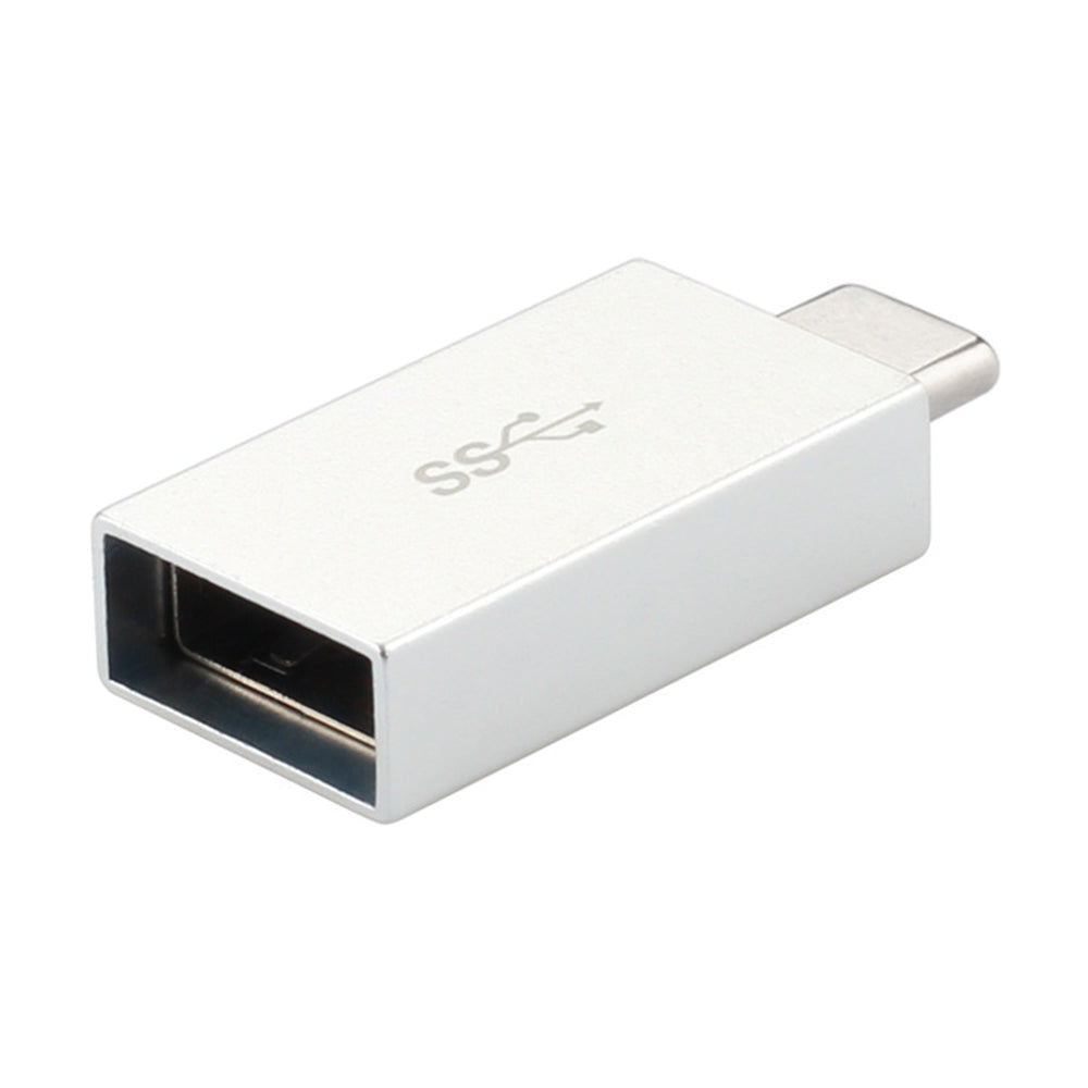 Portable USB-C Male to USB-A Female OTG Connector Adapter - Silver