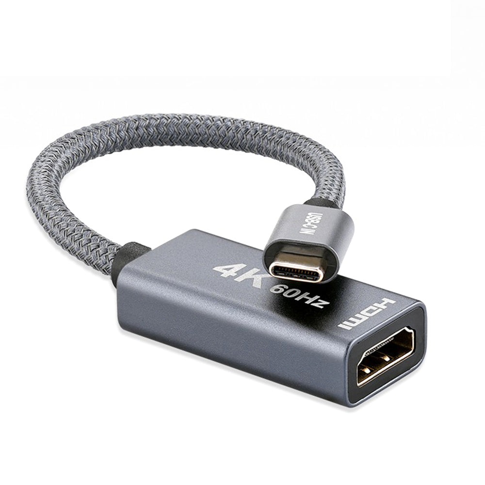 4K 60Hz USB C to HDMI Adapter Braided Cable Gold-plated Connector Converter for MacBook Pro Air/ iPad Pro/Pixelbook XPS/Samsung Galaxy - Grey