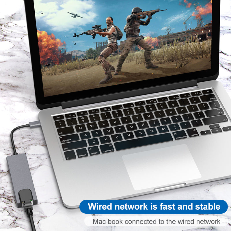 5-in-1 USB C Hub to 4K Resolution HD Video, 2 USB 3.0, Type C Port, 1000Mbps Ethernet Extender