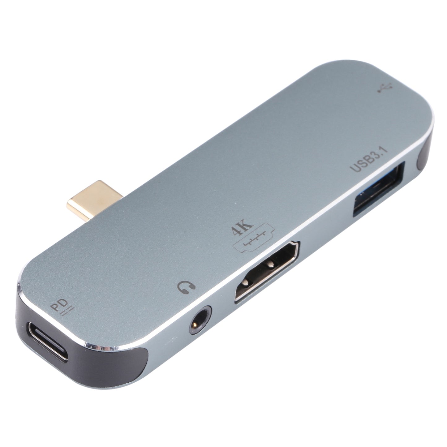 5 in 1 Adapter Hub Type-C Male to PD Type-C+3.5mm AUX+4K HDMI+USB3.1+USB Female Mini Converter