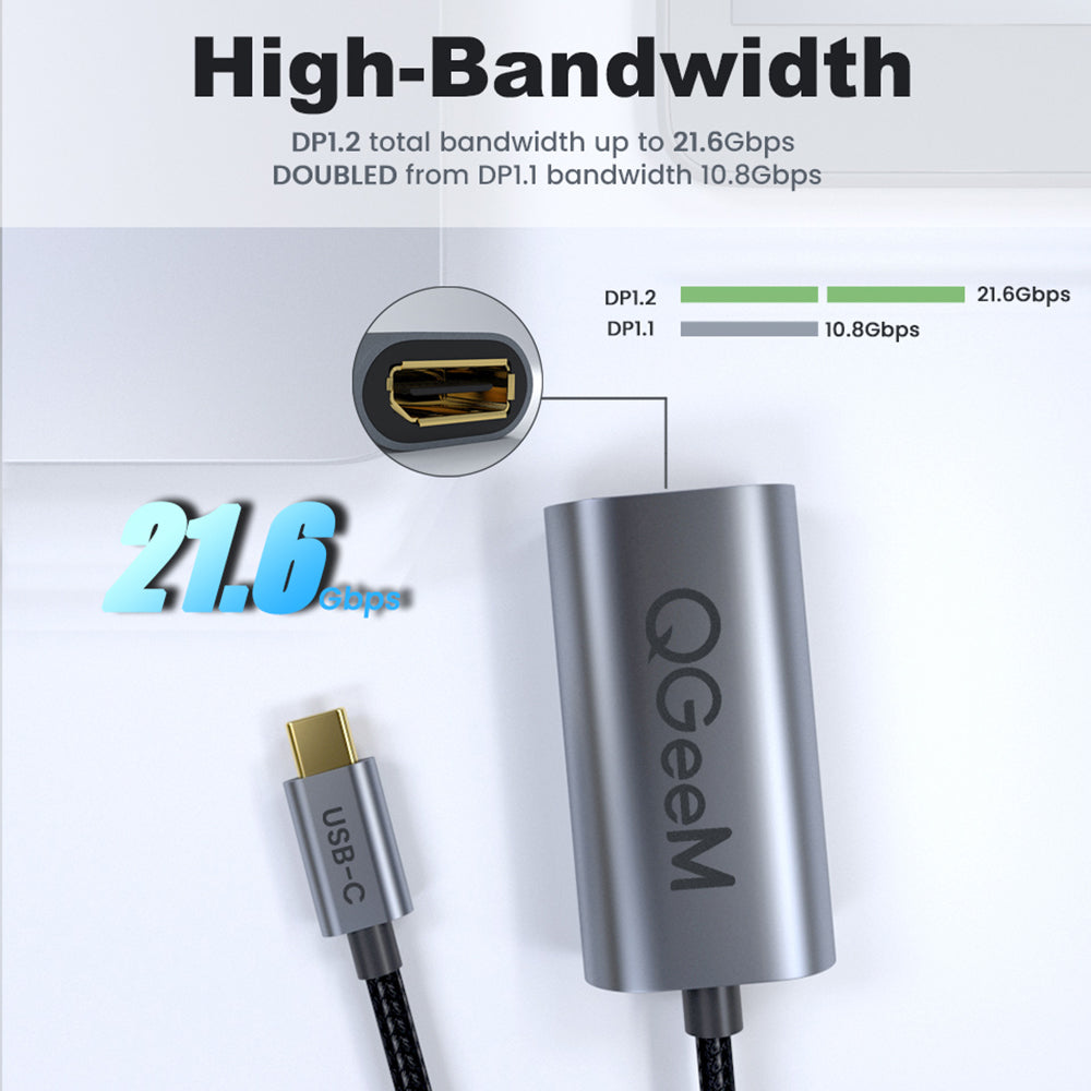 Uniqkart QG-UA06 USB C to DP Female 4K/60Hz Thunderbolt3 to Displayport Cable Adapter