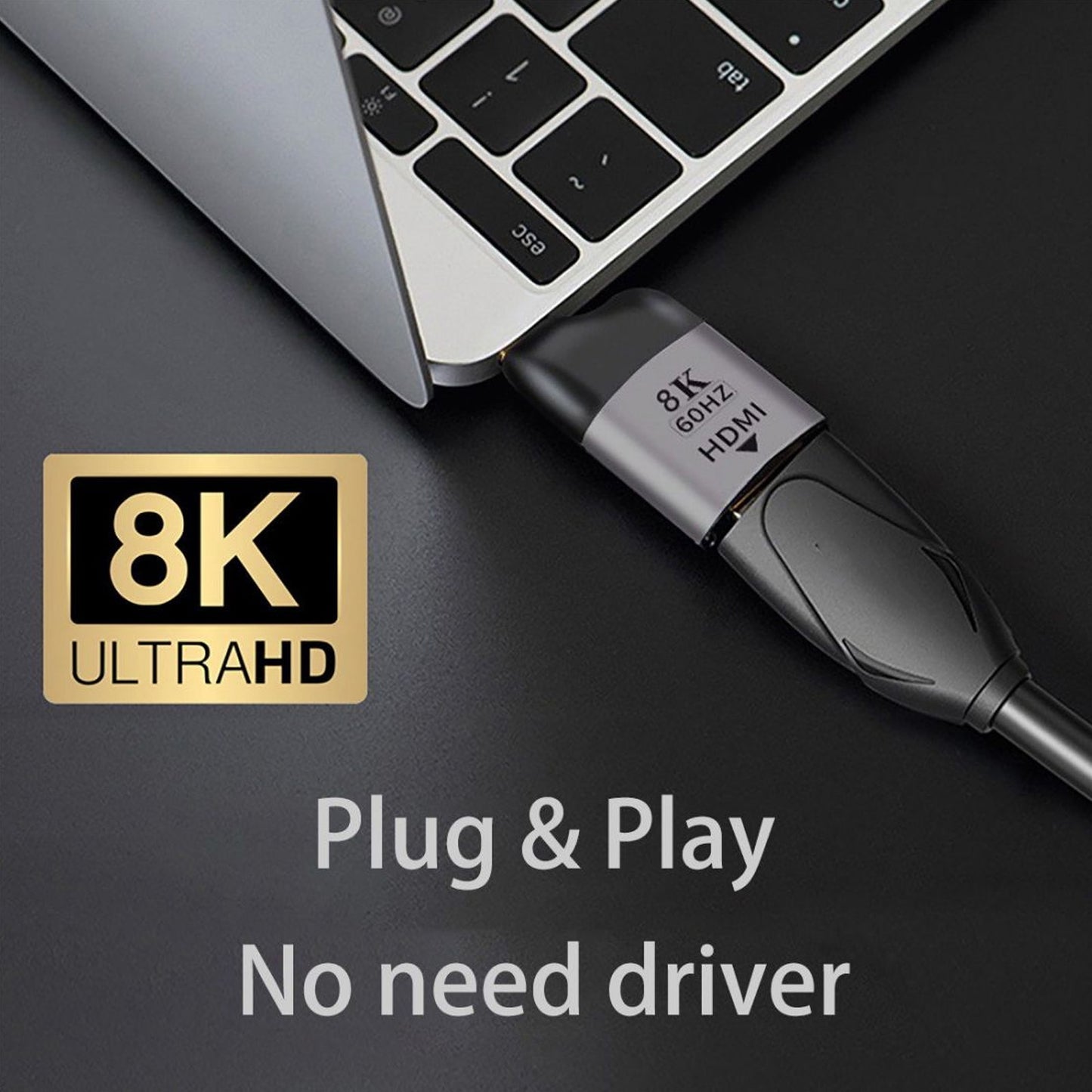 Portable HDMI Converter Compact HDMI Female to Type-C Male Adapter Support 8K/60Hz Signal Transmission