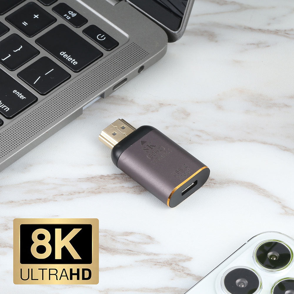 Type-C Female to HDMI Male Adapter Portable HDMI Converter Support 8K/60Hz Ultra HD Signal Transmission