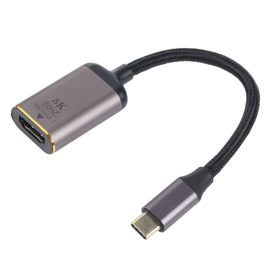 8K 60Hz HDMI Female to USB Type-C Male Adapter Aluminum Alloy Shell Converter Cable