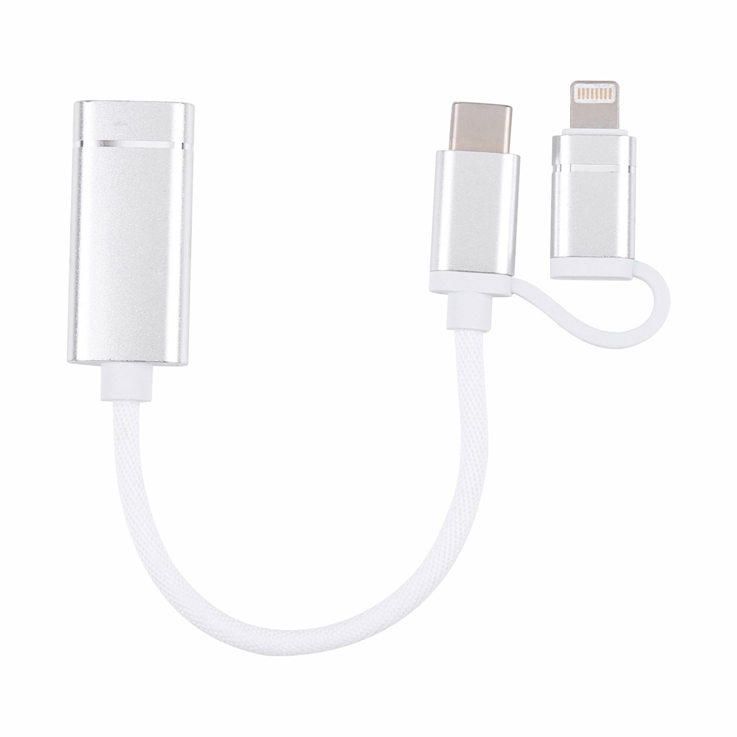 USB 3.0 Female to 8 Pin+Type-C Male Converter Support Charging + Data Transfer Nylon Braided OTG Adapter, Cable Length: 11cm