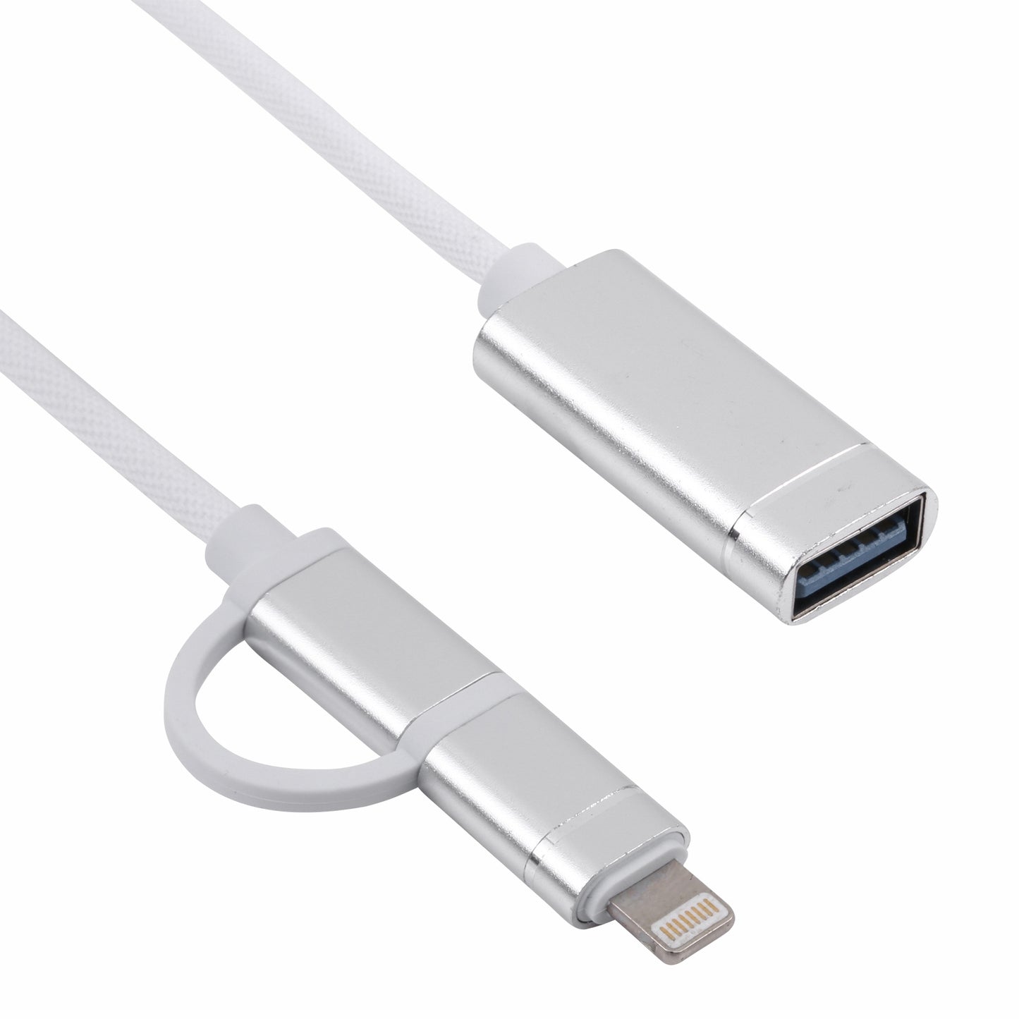 USB 3.0 Female to 8 Pin+Type-C Male Converter Support Charging + Data Transfer Nylon Braided OTG Adapter, Cable Length: 11cm